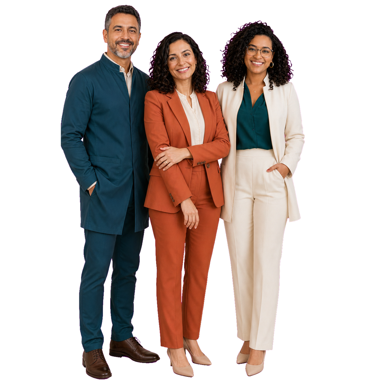Dr. Caio Monteiro, Dra. Helena Valença e Dra. Lívia Saldanha, especialistas da DENTAL BOSS